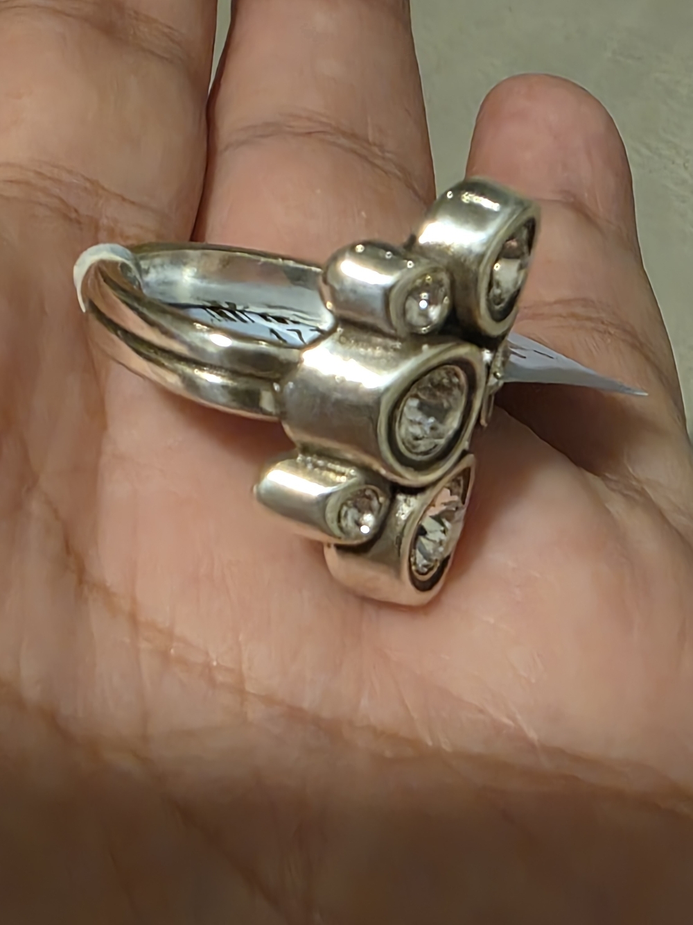 Brighton Jewelry CONSTELLA Silver Cluster Crystals Ring Size 7 - Picture 4 of 5